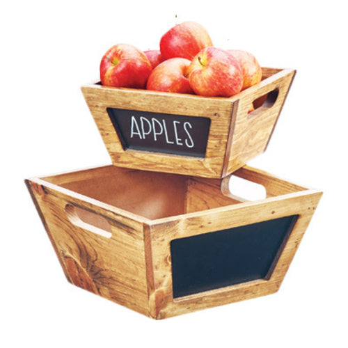 Cal-Mil 3593-8-99 8" Square Bowl w/ Chalkboard Sign, Wood-cityfoodequipment.com