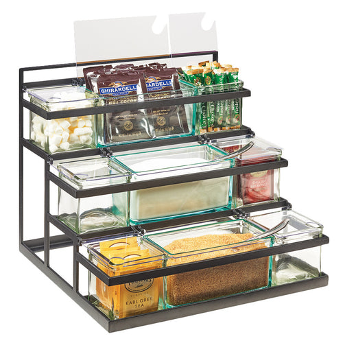 Cal-Mil 3603-13 Rectangular 9 Compartment Condiment Jar Display - Clear/Black-cityfoodequipment.com