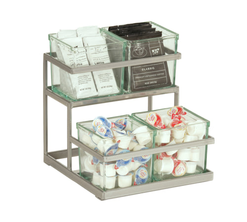 Cal-Mil 3604-39 Rectangular 4 Compartment Condiment Jar Display - Clear/Silver-cityfoodequipment.com