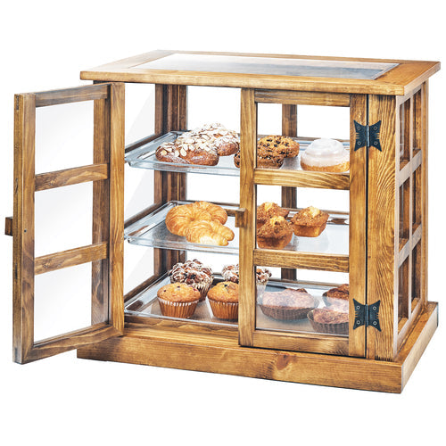 Cal-Mil 3621-99 3 Tier Pastry Display Case w/ Hinged Doors - Reclaimed Wood/Acrylic-cityfoodequipment.com