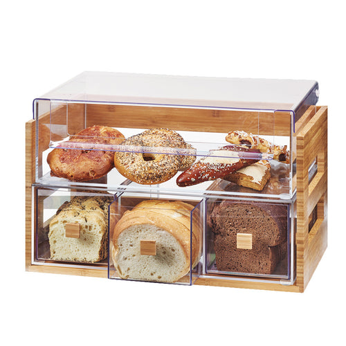 Cal-Mil 3624-60 4 Section Pastry Display Case - Bamboo/Acrylic-cityfoodequipment.com