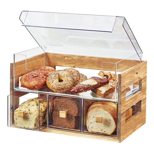 Cal-Mil 3624-99 4 Section Pastry Display Case - Reclaimed Wood/Acrylic-cityfoodequipment.com