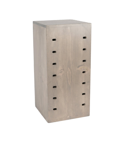 Cal-Mil 3627-110 9" Square Display Riser Crate - 18"H w/ Brackets Cutouts, Pine Wood, Gray Wash-cityfoodequipment.com