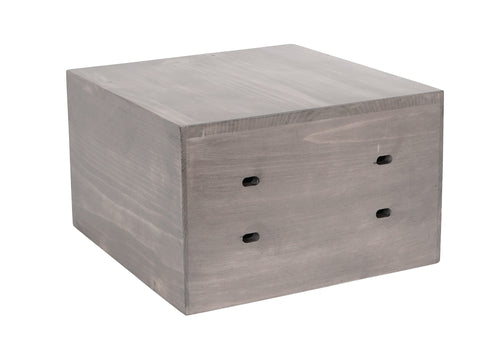 Cal-Mil 3628-10-110 12" Square Display Riser Crate - 10"H w/ Brackets Cutout, Pine Wood, Gray Wash-cityfoodequipment.com
