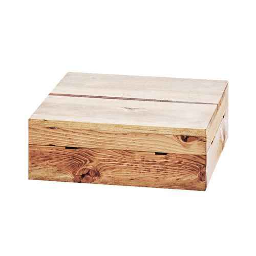 Cal-Mil 3628-4-99 12" Square Buffet Riser - 4"H, Reclaimed Wood-cityfoodequipment.com