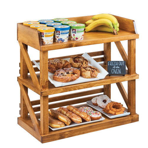 Cal-Mil 3637-99 3 Tier Display Stand - 24"W x 12 1/4"D x 24"H, Reclaimed Wood-cityfoodequipment.com