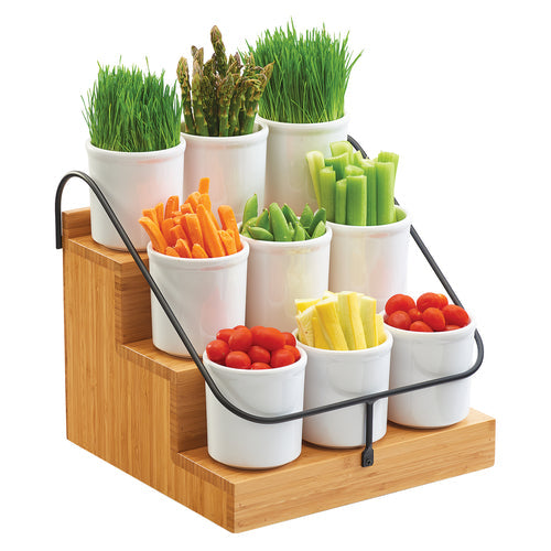 Cal-Mil 3638-60 Rectangular 9 Compartment Condiment Jar Display - Clear/Brown-cityfoodequipment.com