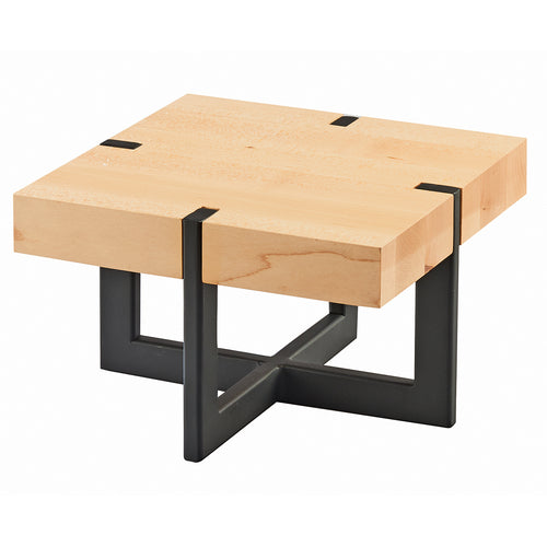 Cal-Mil 3641-9-71 9 1/2" Square Buffet Riser - 6"H, Maple/Black Metal-cityfoodequipment.com