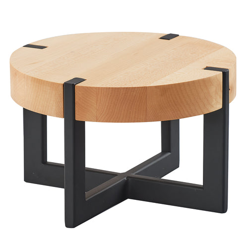 Cal-Mil 3642-9-71 9 1/2" Round Buffet Riser - 6"H, Maple/Black Metal-cityfoodequipment.com
