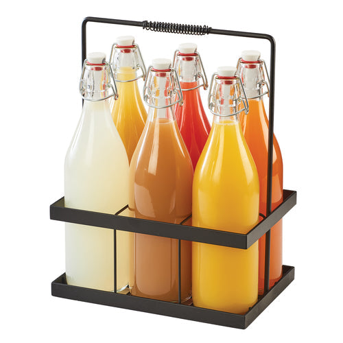 Cal-Mil 3660-13 32 oz Glass Pitchers w/ Black Metal Caddy-cityfoodequipment.com