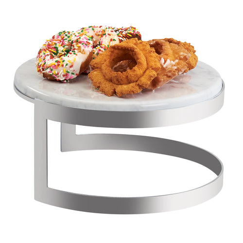 Cal-Mil 3680-126-81M 12" Round Display Riser w/ Faux Marble Melamine Top, Stainless w/ Chrome Finish-cityfoodequipment.com