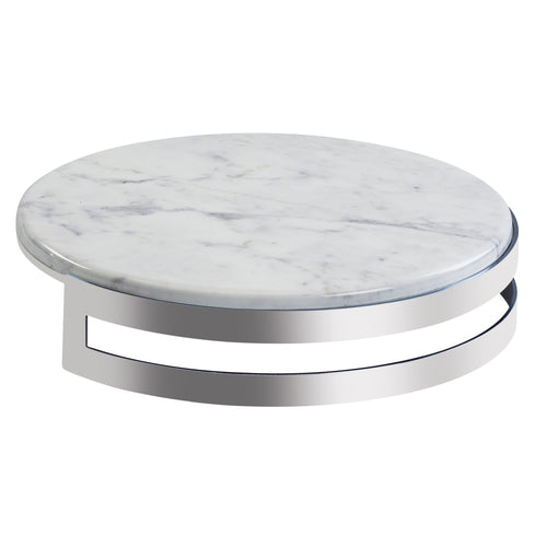 Cal-Mil 3680-153-81M 15" Round Display Riser w/ Faux Marble Melamine Top, Stainless w/ Chrome Finish-cityfoodequipment.com