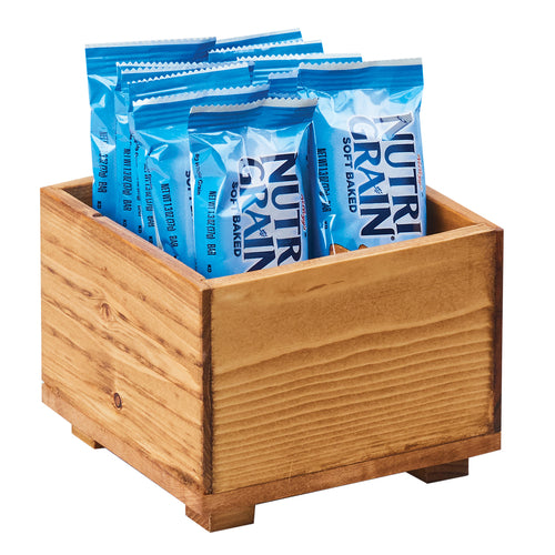 Cal-Mil 3682-55-99 5" Square Stacking Display Bin - 3 1/4"H, Reclaimed Wood-cityfoodequipment.com