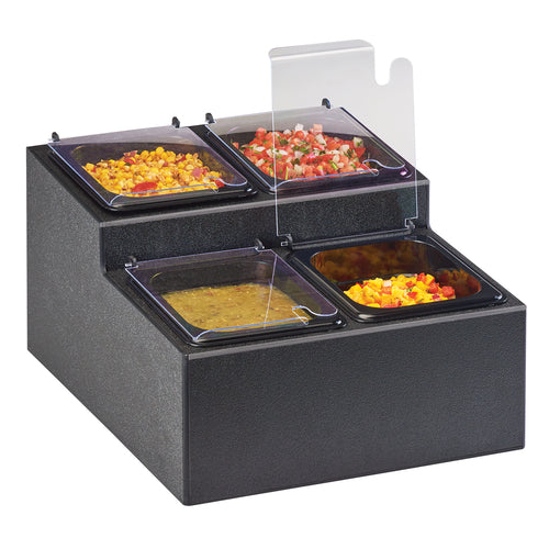 Cal-Mil 3687-13 Dipper Style Condiment Dispenser w/ (4) Compartments, Black-cityfoodequipment.com