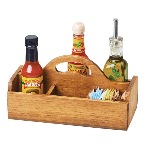 Cal-Mil 3691-99 6 Compartment Rectangular Condiment Caddy - Wood-cityfoodequipment.com