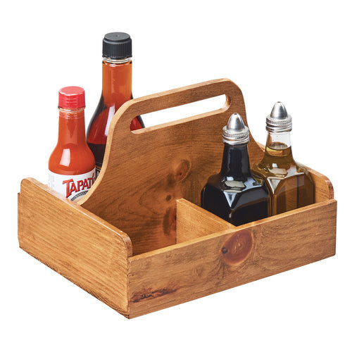 Cal-Mil 3692-99 4 Compartment Rectangular Condiment Caddy - Wood-cityfoodequipment.com