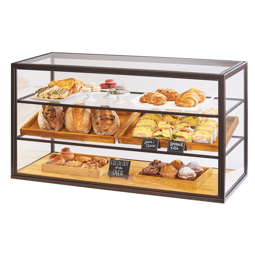 Cal-Mil 3695-84 3 Tier Full-Service Pastry Display Case w/ Sliding Doors - Bronze Frame, Acrylic-cityfoodequipment.com