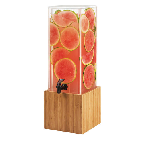 Cal-Mil 3697-3-60 3 gal Beverage Dispenser w/ Infuser - Plastic Container, Bamboo Base-cityfoodequipment.com