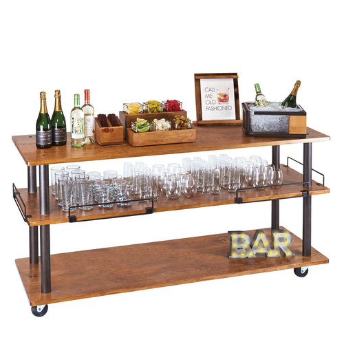 Cal-Mil 3698-6-84 Sierra Beverage Serving Cart w/ (3) Shelves - 72"W x 24"D x 44"H, Metal/Wood-cityfoodequipment.com