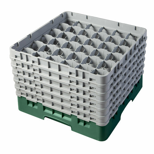 Cambro 36S1114119 Camrack™ Glass Rack w/ (36) Compartments - (6) Gray Extenders, Sherwood Green-cityfoodequipment.com