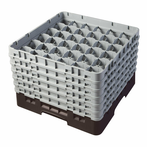 Cambro 36S1114167 Camrack™ Glass Rack w/ (36) Compartments - (6) Gray Extenders, Brown-cityfoodequipment.com