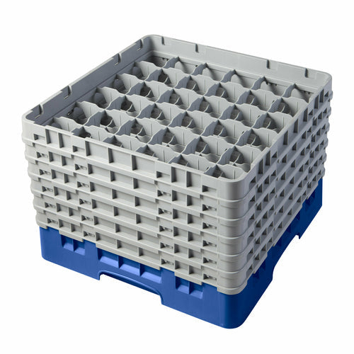 Cambro 36S1114168 Camrack™ Glass Rack w/ (36) Compartments - (6) Gray Extenders, Blue-cityfoodequipment.com