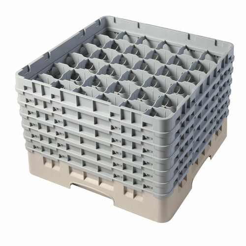 Cambro 36S1114184 Camrack™ Glass Rack w/ (36) Compartments - (6) Gray Extenders, Beige-cityfoodequipment.com
