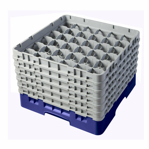 Cambro 36S1114186 Camrack™ Glass Rack w/ (36) Compartments - (6) Gray Extenders, Navy Blue-cityfoodequipment.com