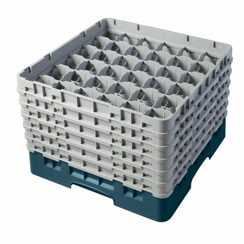 Cambro 36S1114414 Camrack™ Glass Rack w/ (36) Compartments - (6) Gray Extenders, Teal-cityfoodequipment.com
