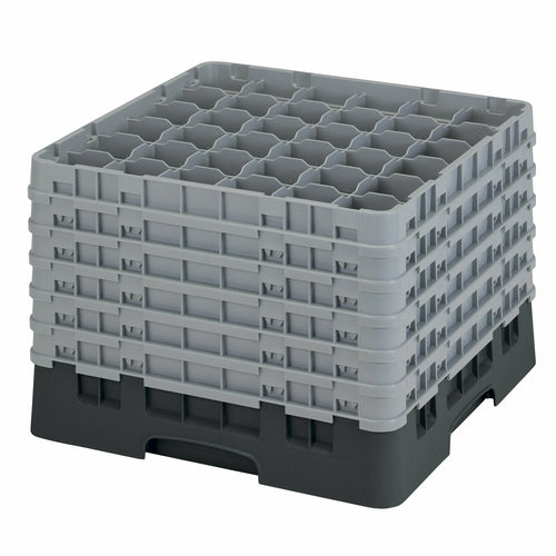 Cambro 36S1214110 Camrack™ Glass Rack w/ (36) Compartments - (6) Gray Extenders, Black-cityfoodequipment.com