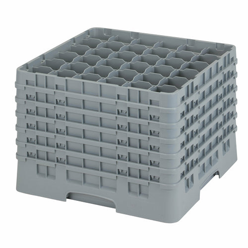 Cambro 36S1214151 Camrack™ Glass Rack w/ (36) Compartments - (6) Gray Extenders, Soft Gray-cityfoodequipment.com