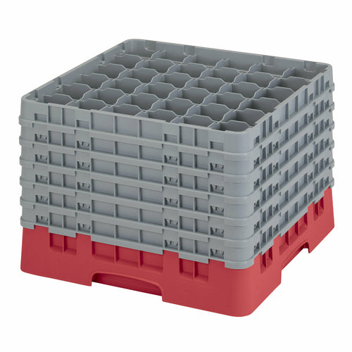 Cambro 36S1214163 Camrack™ Glass Rack w/ (36) Compartments - (6) Gray Extenders, Red-cityfoodequipment.com