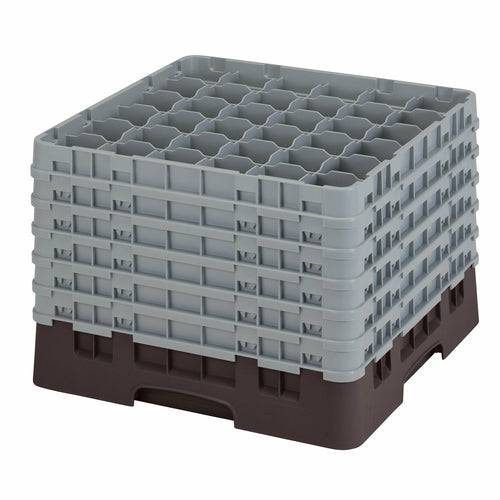 Cambro 36S1214167 Camrack™ Glass Rack w/ (36) Compartments - (6) Gray Extenders, Brown-cityfoodequipment.com