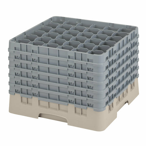 Cambro 36S1214184 Camrack™ Glass Rack w/ (36) Compartments - (6) Gray Extenders, Beige-cityfoodequipment.com