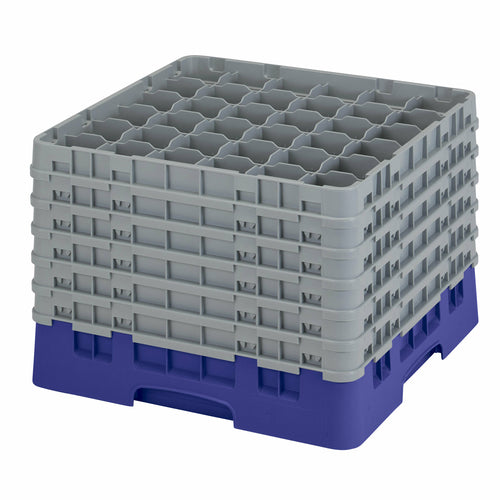 Cambro 36S1214186 Camrack™ Glass Rack w/ (36) Compartments - (6) Gray Extenders, Navy Blue-cityfoodequipment.com