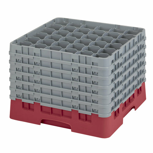 Cambro 36S1214416 Camrack™ Glass Rack w/ (36) Compartments - (6) Gray Extenders, Cranberry-cityfoodequipment.com