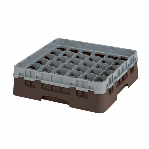 Cambro 36S318167 Camrack™ Glass Rack w/ (36) Compartments - (1) Gray Extender, Brown-cityfoodequipment.com