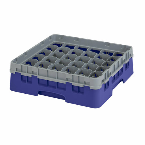 Cambro 36S318186 Camrack™ Glass Rack w/ (36) Compartments - (1) Gray Extender, Navy Blue-cityfoodequipment.com