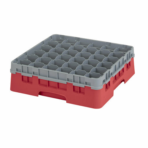 Cambro 36S418163 Camrack™ Glass Rack w/ (36) Compartments - (1) Gray Extender, Red-cityfoodequipment.com