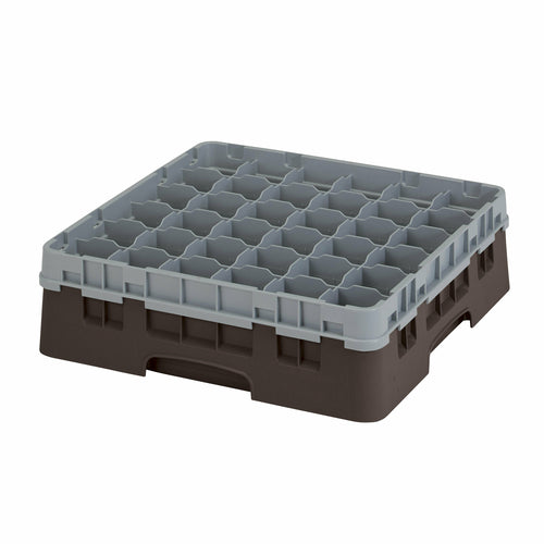 Cambro 36S418167 Camrack™ Glass Rack w/ (36) Compartments - (1) Soft Gray Extender, Brown-cityfoodequipment.com