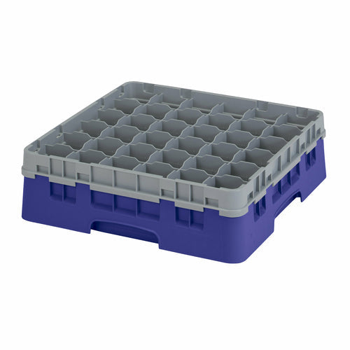 Cambro 36S418186 Camrack™ Glass Rack w/ (36) Compartments - (1) Gray Extender, Navy Blue-cityfoodequipment.com