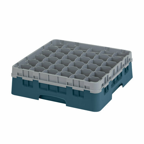 Cambro 36S418414 Camrack™ Glass Rack w/ (36) Compartments - (1) Gray Extender, Teal-cityfoodequipment.com