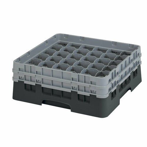 Cambro 36S434110 Camrack™ Glass Rack w/ (36) Compartments - (2) Gray Extenders, Black-cityfoodequipment.com