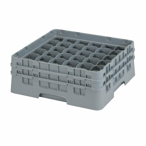 Cambro 36S434151 Camrack™ Glass Rack w/ (36) Compartments - (2) Gray Extenders, Soft Gray-cityfoodequipment.com