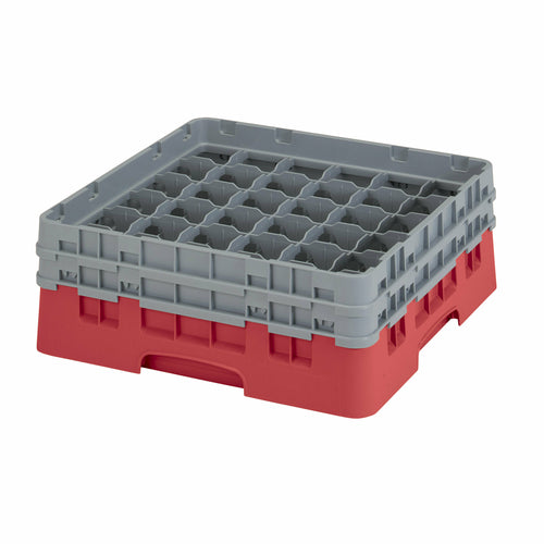 Cambro 36S434163 Camrack™ Glass Rack w/ (36) Compartments - (2) Gray Extenders, Red-cityfoodequipment.com