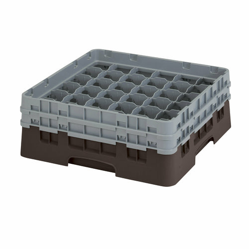 Cambro 36S434167 Camrack™ Glass Rack w/ (36) Compartments - (2) Gray Extenders, Brown-cityfoodequipment.com