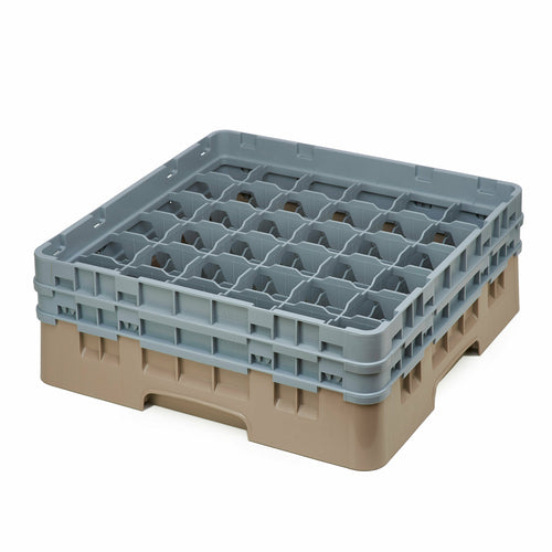 Cambro 36S434184 Camrack™ Glass Rack w/ (36) Compartments - (2) Gray Extenders, Beige-cityfoodequipment.com