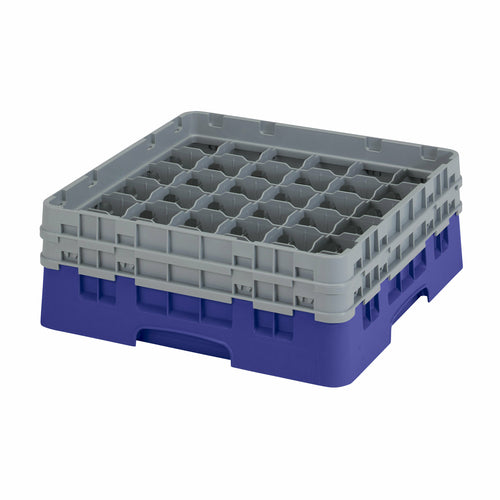 Cambro 36S434186 Camrack™ Glass Rack w/ (36) Compartments - (2) Gray Extenders, Navy Blue-cityfoodequipment.com