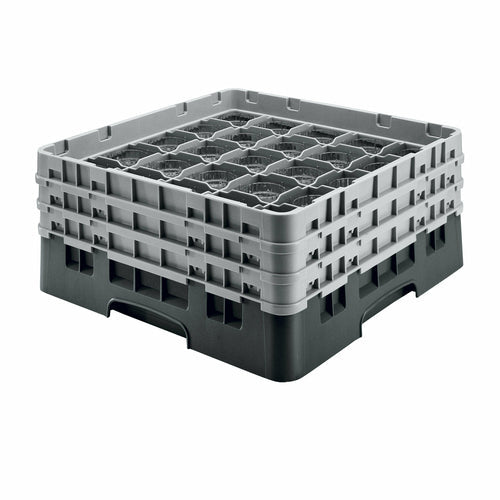 Cambro 36S534110 Camrack™ Glass Rack w/ (36) Compartments - (2) Gray Extenders, Black-cityfoodequipment.com
