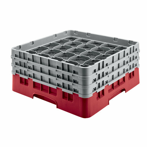 Cambro 36S534163 Camrack™ Glass Rack w/ (36) Compartments - (2) Gray Extenders, Red-cityfoodequipment.com